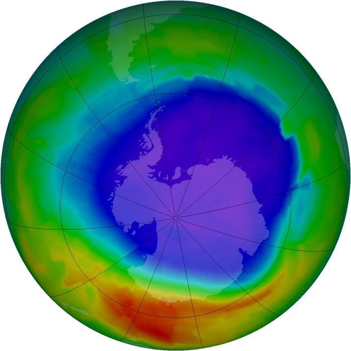 Antarctic ozone map for 22 September 2011